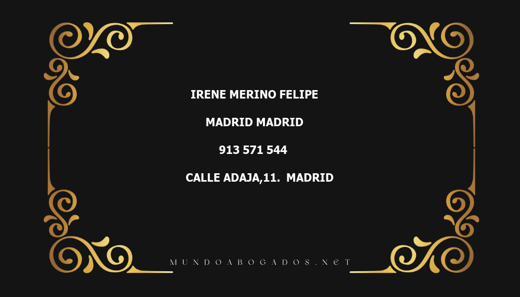 abogado Irene Merino Felipe en la localidad de Madrid