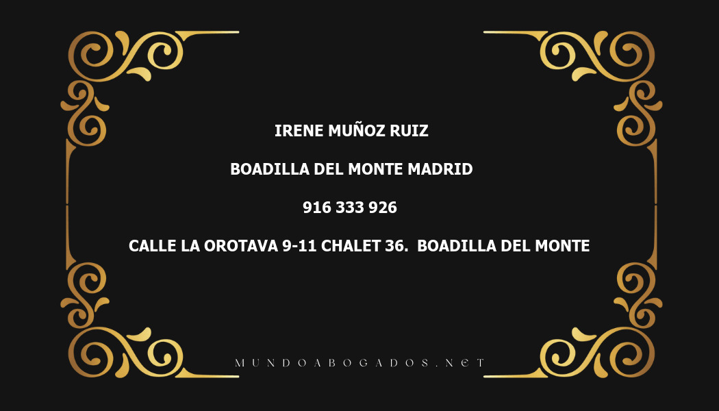 abogado Irene Muñoz Ruiz en la localidad de Boadilla del Monte