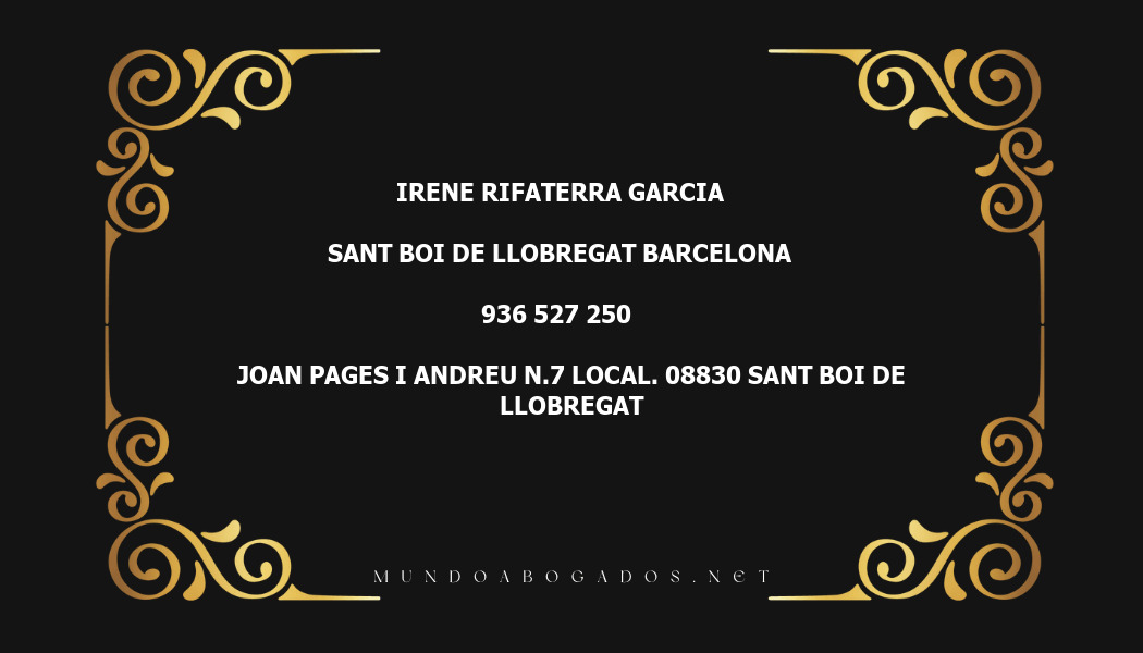 abogado Irene Rifaterra Garcia en la localidad de Sant Boi de Llobregat