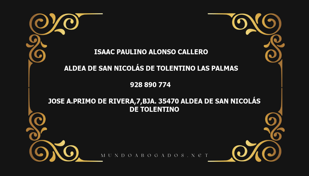 abogado Isaac Paulino Alonso Callero en la localidad de Aldea de San Nicolás de Tolentino