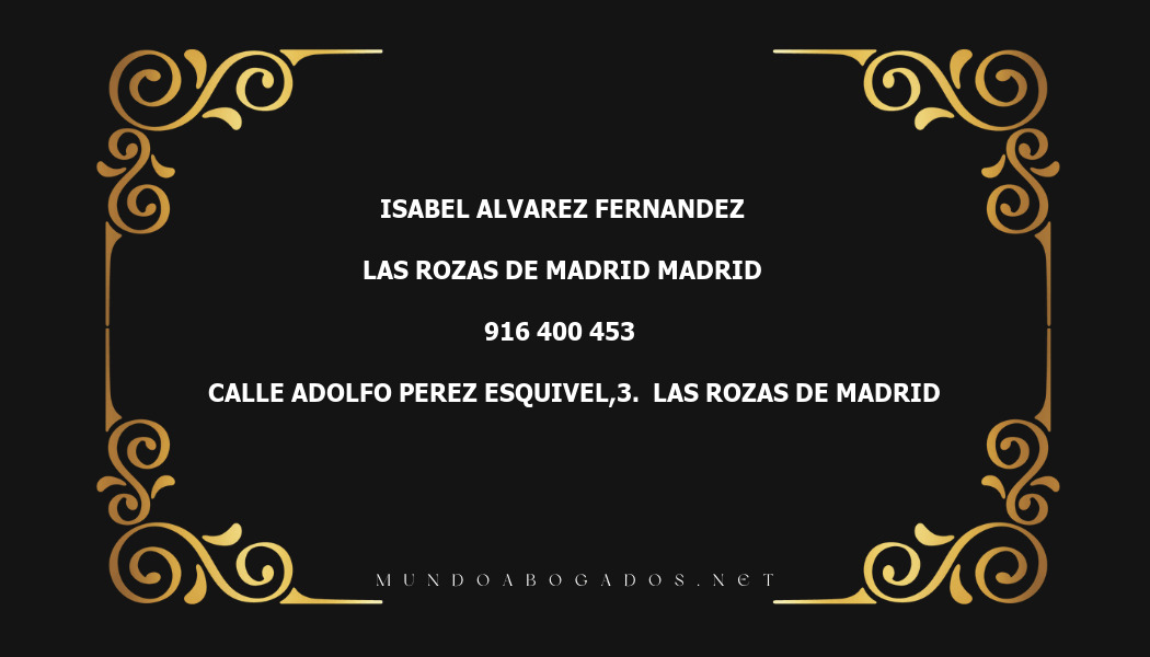 abogado Isabel Alvarez Fernandez en la localidad de Las Rozas de Madrid