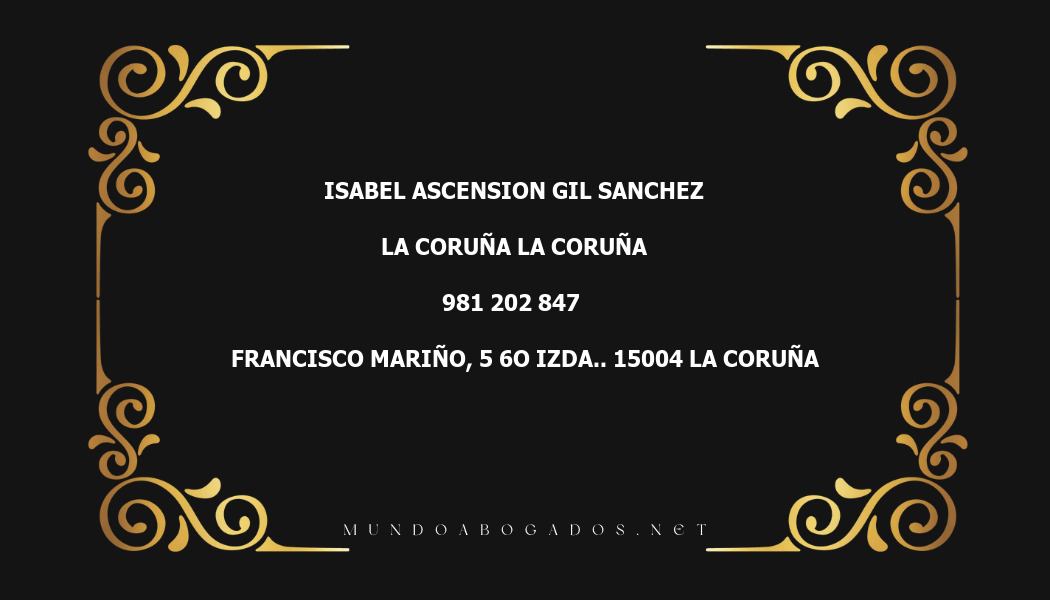 abogado Isabel Ascension Gil Sanchez en la localidad de La Coruña