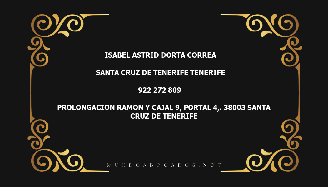 abogado Isabel Astrid Dorta Correa en la localidad de Santa Cruz de Tenerife