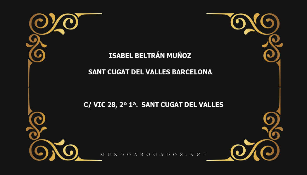 abogado Isabel Beltrán Muñoz en la localidad de Sant Cugat del Valles