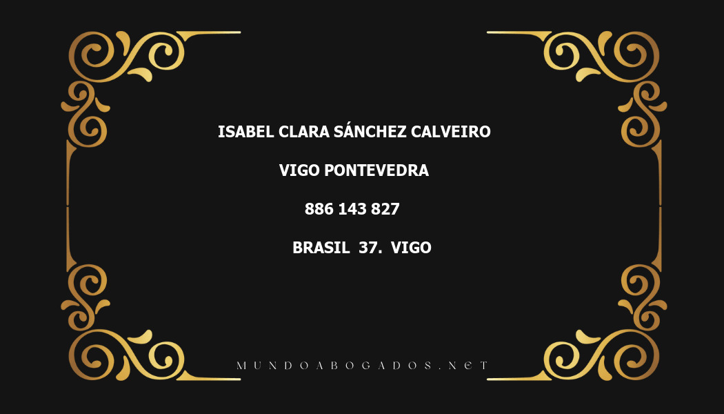 abogado Isabel Clara Sánchez Calveiro en la localidad de Vigo