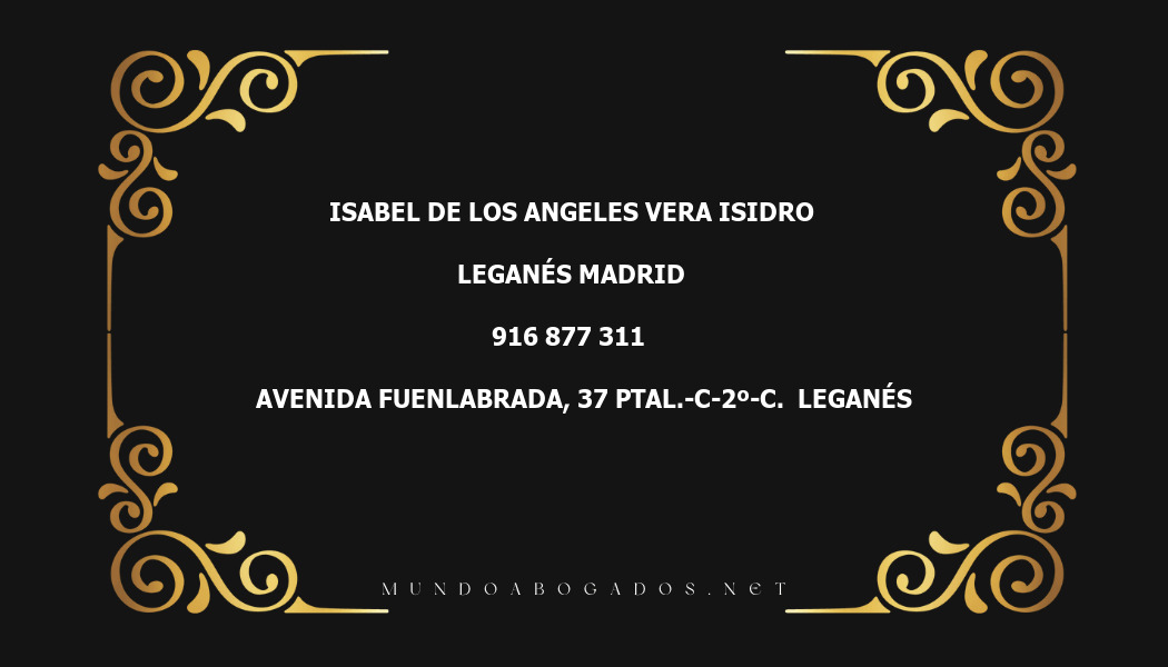 abogado Isabel De Los Angeles Vera Isidro en la localidad de Leganés