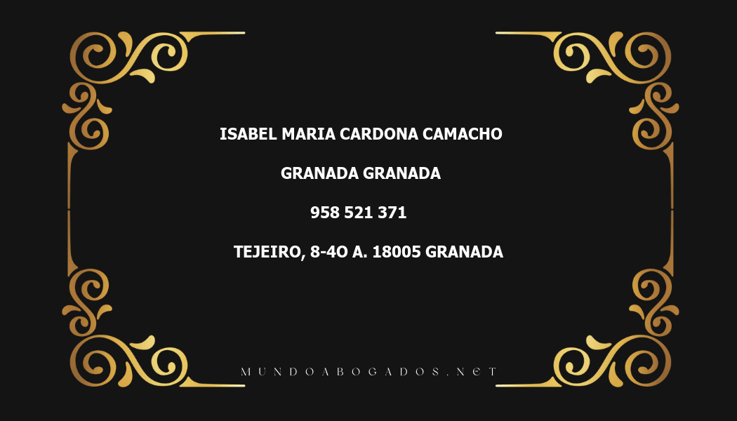 abogado Isabel Maria Cardona Camacho en la localidad de Granada