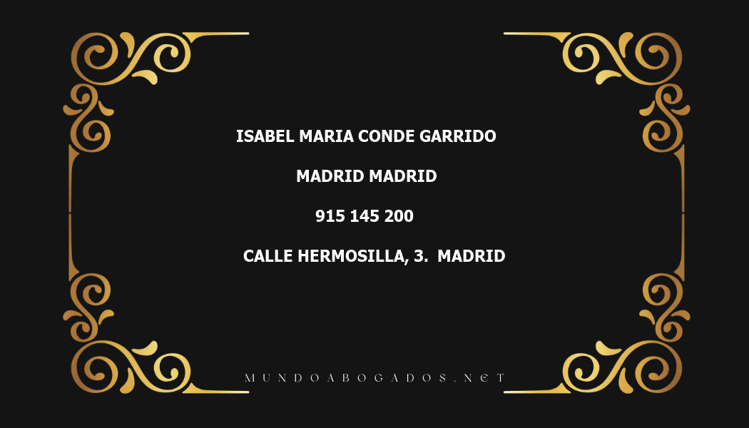 abogado Isabel Maria Conde Garrido en la localidad de Madrid