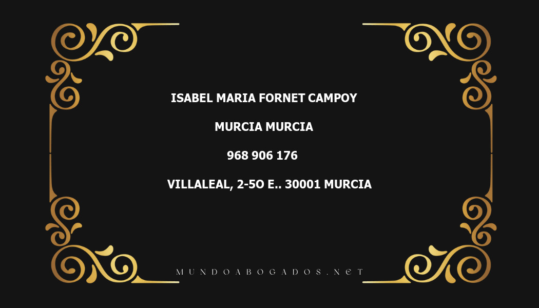 abogado Isabel Maria Fornet Campoy en la localidad de Murcia