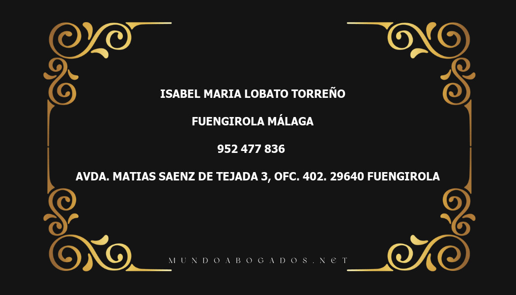 abogado Isabel Maria Lobato Torreño en la localidad de Fuengirola