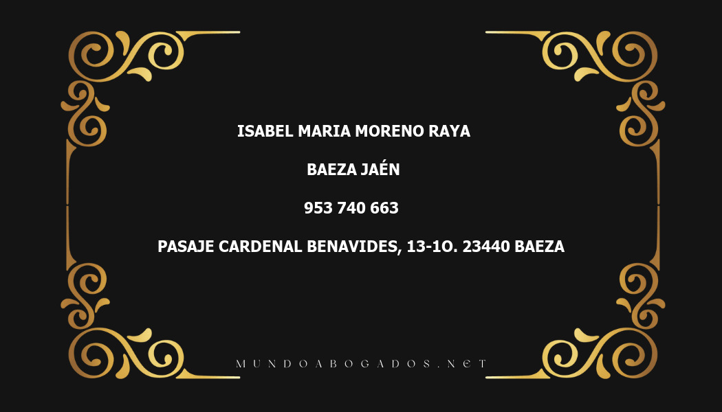 abogado Isabel Maria Moreno Raya en la localidad de Baeza