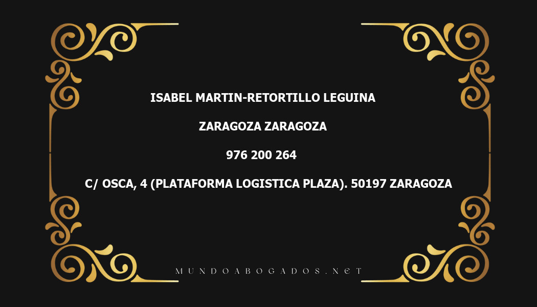 abogado Isabel Martin-Retortillo Leguina en la localidad de Zaragoza