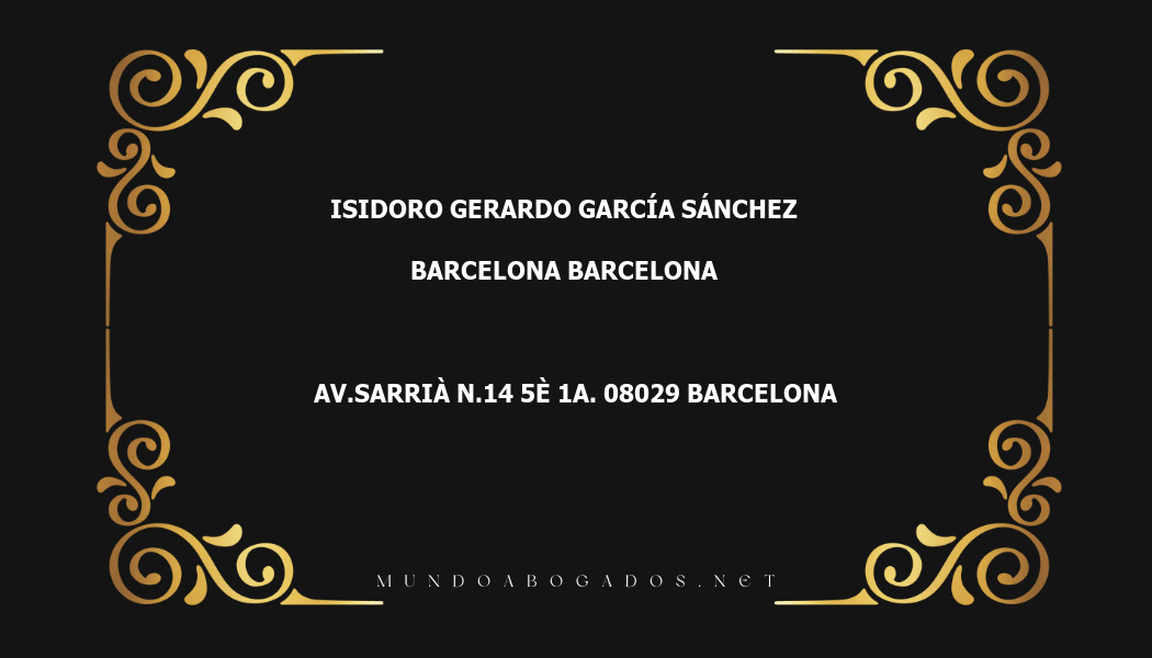 abogado Isidoro Gerardo García Sánchez en la localidad de Barcelona