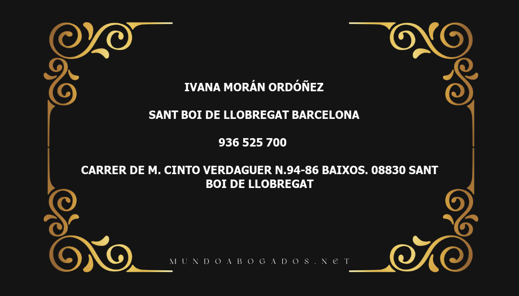 abogado Ivana Morán Ordóñez en la localidad de Sant Boi de Llobregat