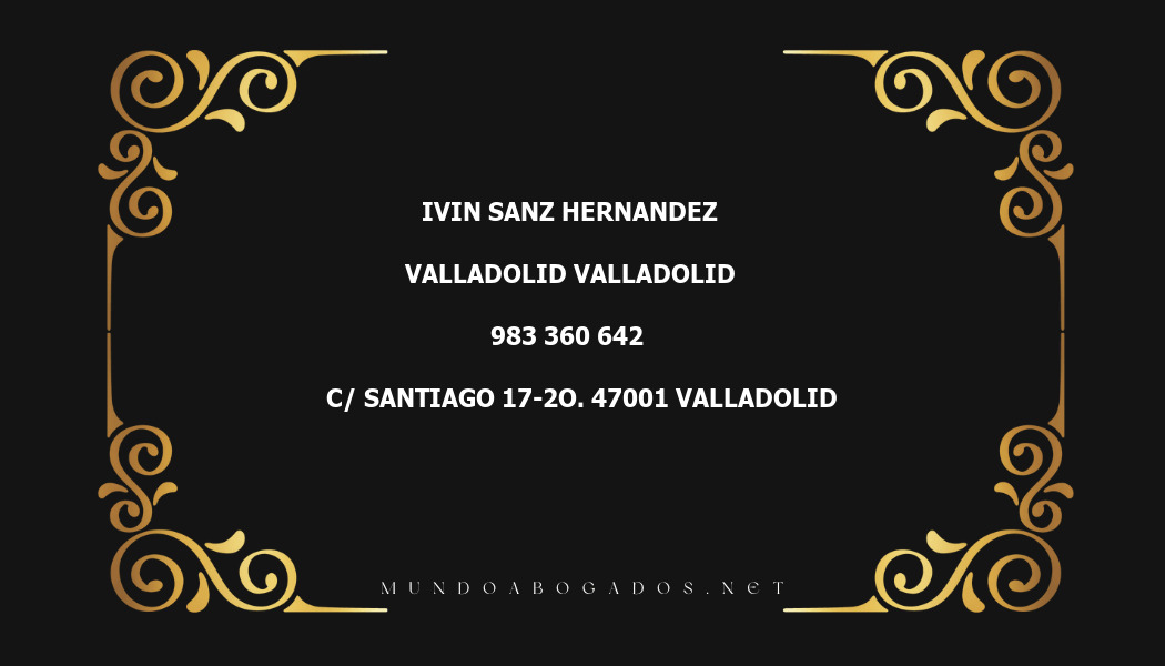 abogado Ivin Sanz Hernandez en la localidad de Valladolid