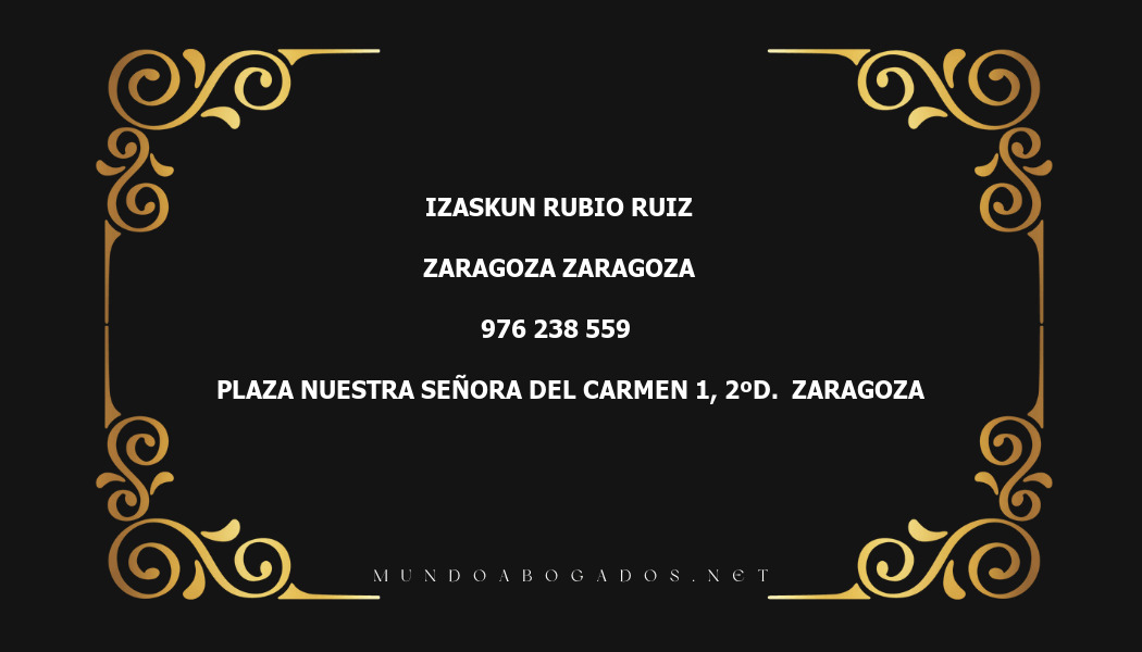 abogado Izaskun Rubio Ruiz en la localidad de Zaragoza