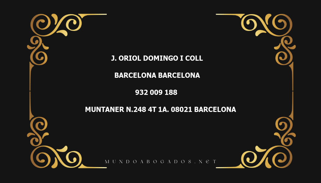 abogado J. Oriol Domingo I Coll en la localidad de Barcelona