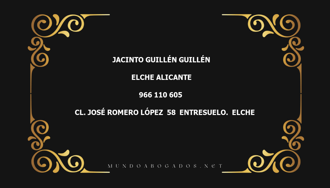 abogado Jacinto Guillén Guillén en la localidad de Elche