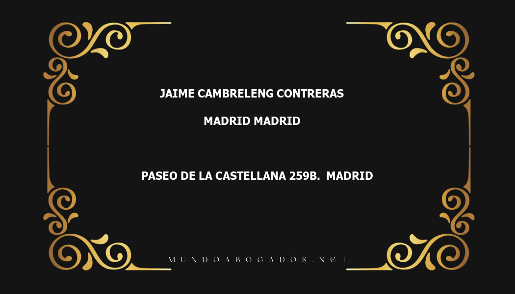 abogado Jaime Cambreleng Contreras en la localidad de Madrid