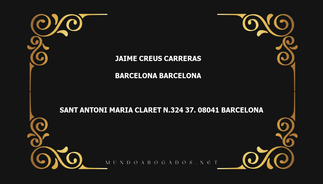 abogado Jaime Creus Carreras en la localidad de Barcelona