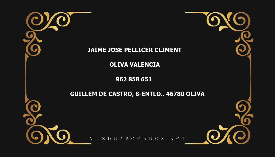 abogado Jaime Jose Pellicer Climent en la localidad de Oliva