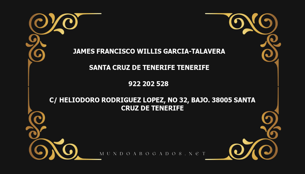 abogado James Francisco Willis Garcia-Talavera en la localidad de Santa Cruz de Tenerife