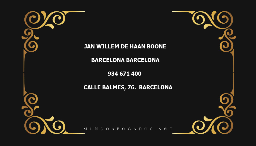 abogado Jan Willem De Haan Boone en la localidad de Barcelona