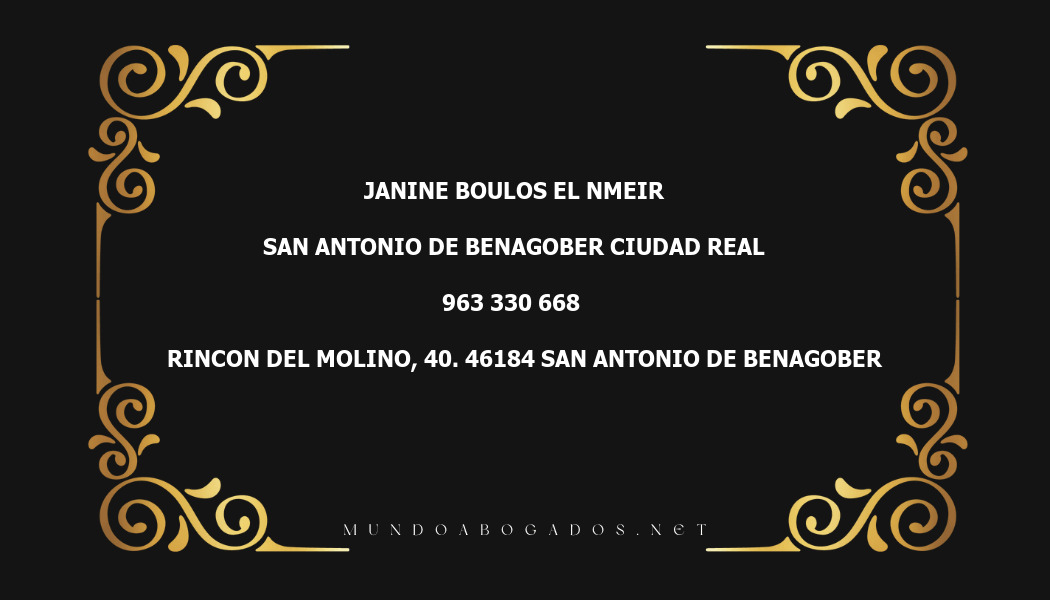 abogado Janine Boulos El Nmeir en la localidad de San Antonio de Benagober