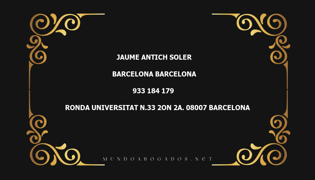 abogado Jaume Antich Soler en la localidad de Barcelona