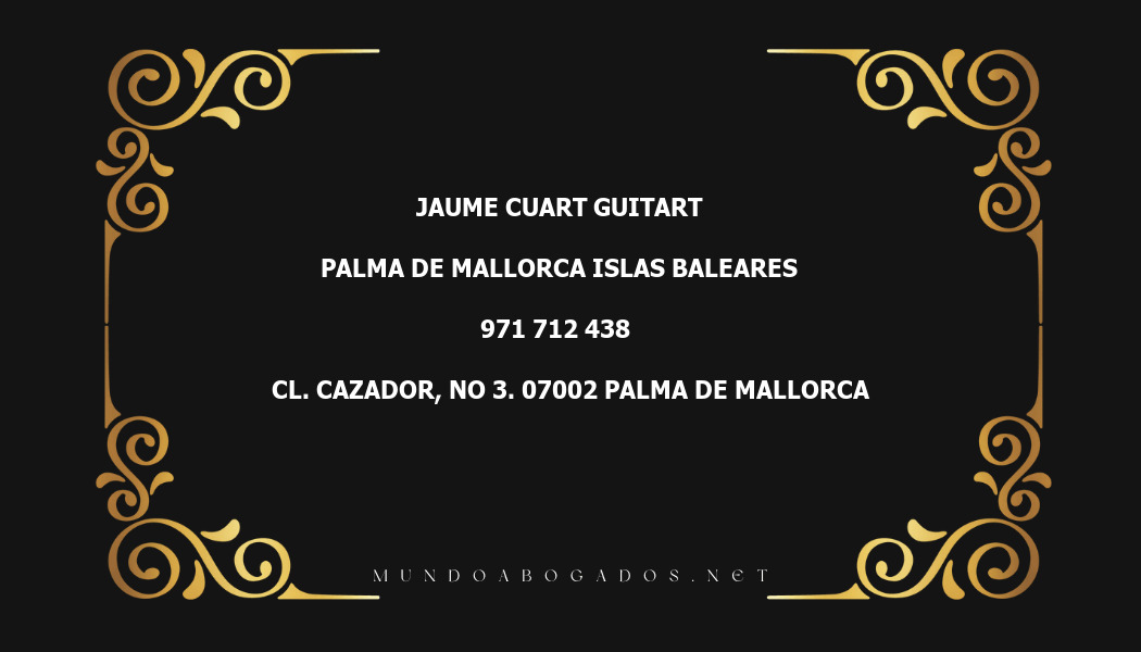 abogado Jaume Cuart Guitart en la localidad de Palma de Mallorca