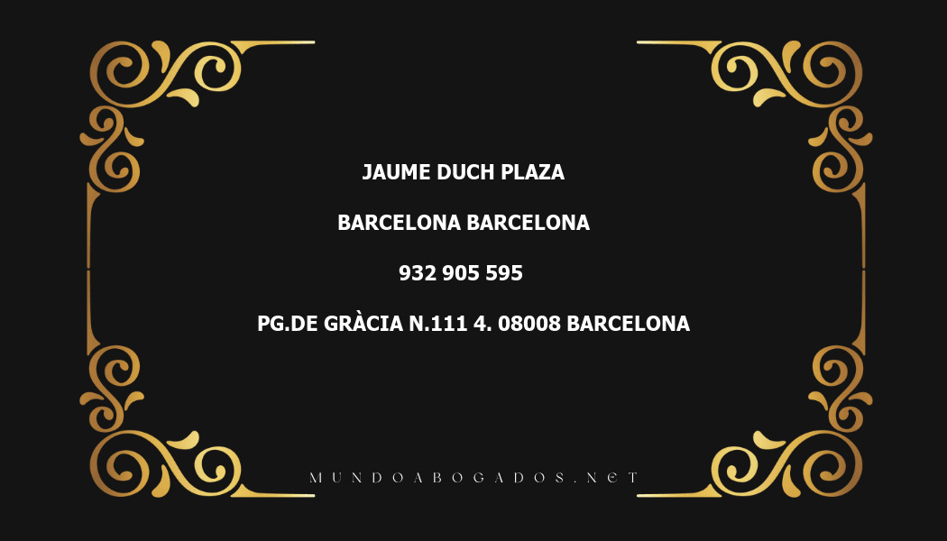 abogado Jaume Duch Plaza en la localidad de Barcelona