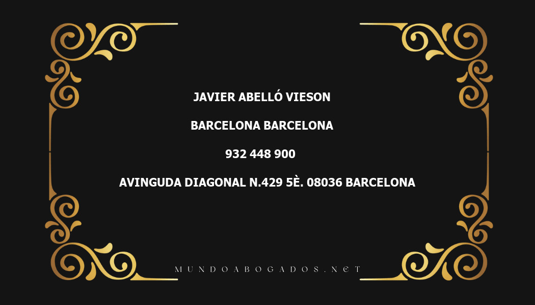 abogado Javier Abelló Vieson en la localidad de Barcelona