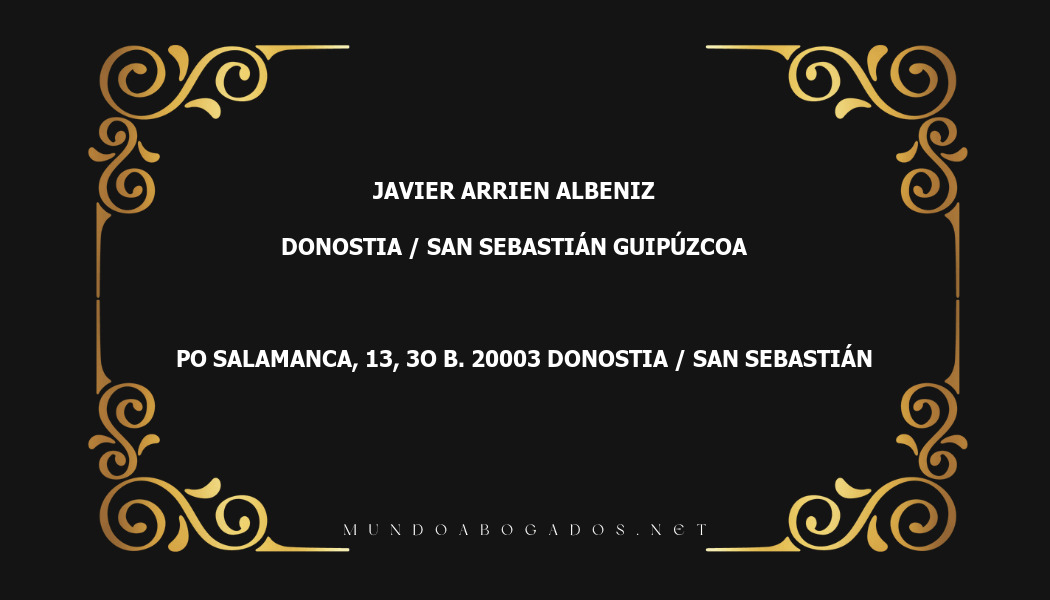 abogado Javier Arrien Albeniz en la localidad de Donostia / San Sebastián