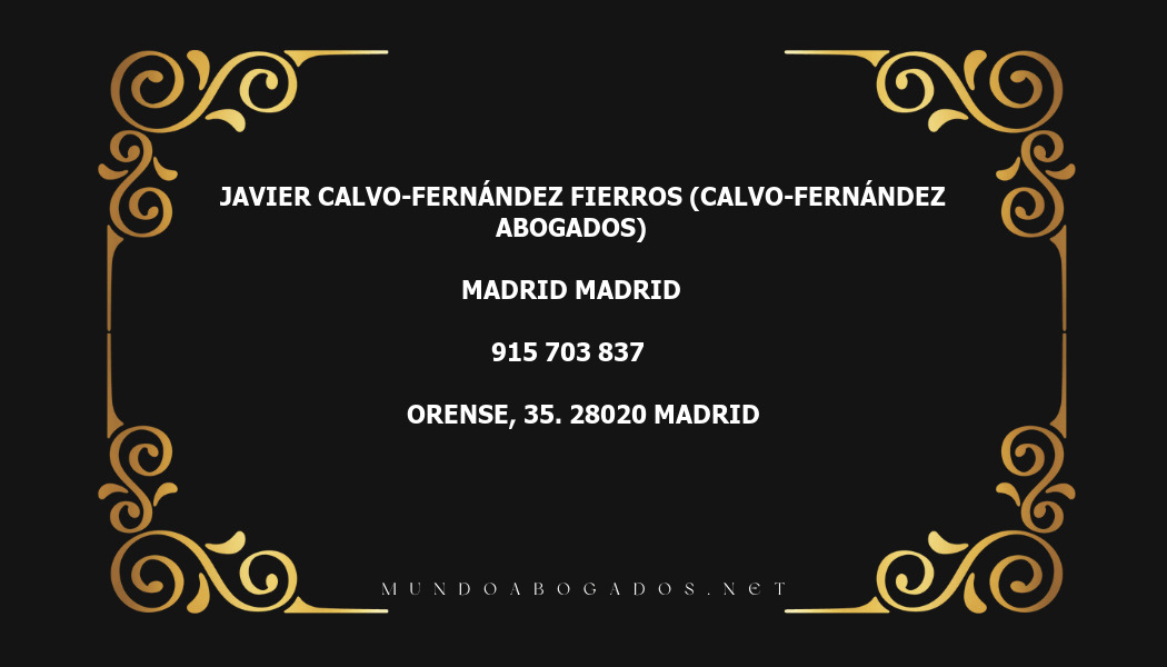 abogado Javier Calvo-Fernández Fierros (Calvo-Fernández Abogados) en la localidad de Madrid