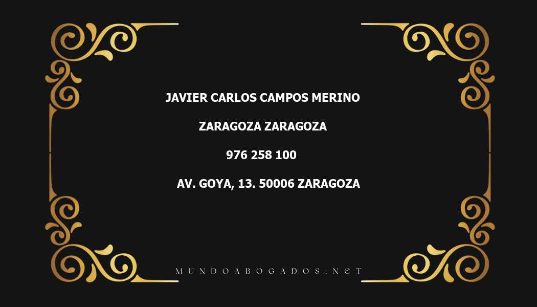 abogado Javier Carlos Campos Merino en la localidad de Zaragoza