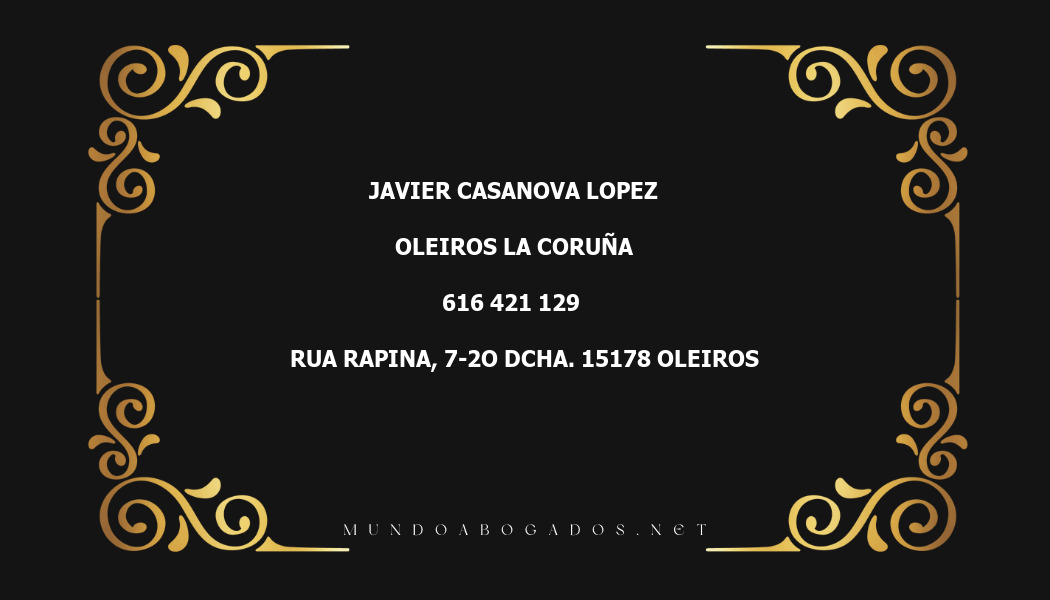 abogado Javier Casanova Lopez en la localidad de Oleiros