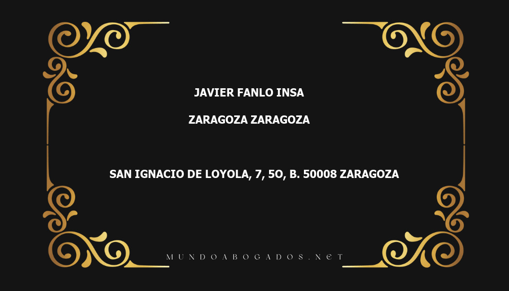 abogado Javier Fanlo Insa en la localidad de Zaragoza