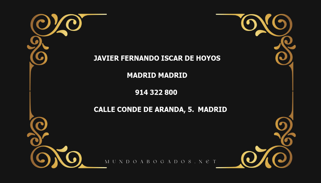 abogado Javier Fernando Iscar De Hoyos en la localidad de Madrid