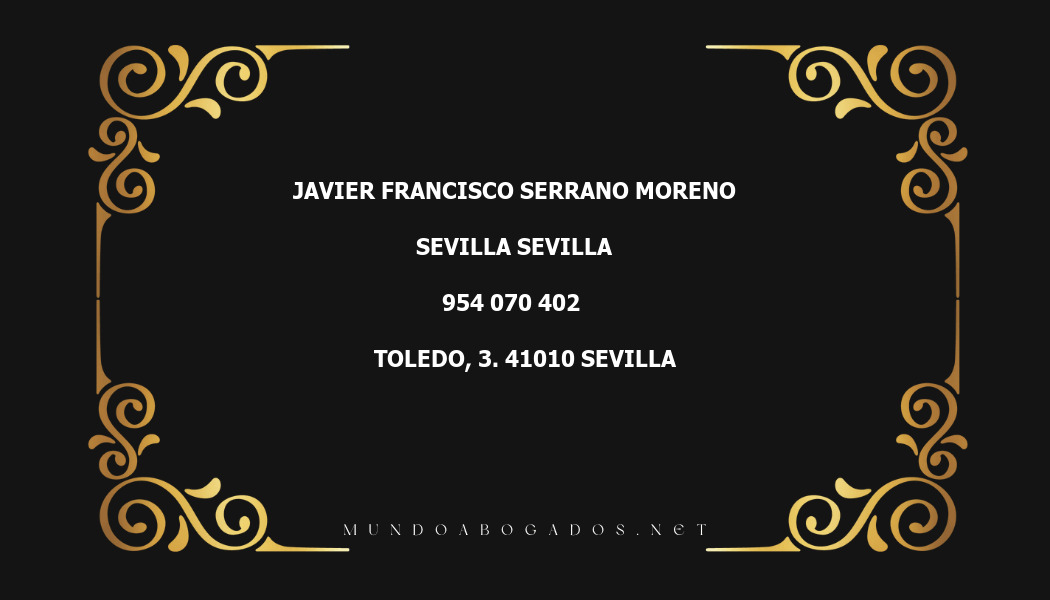 abogado Javier Francisco Serrano Moreno en la localidad de Sevilla