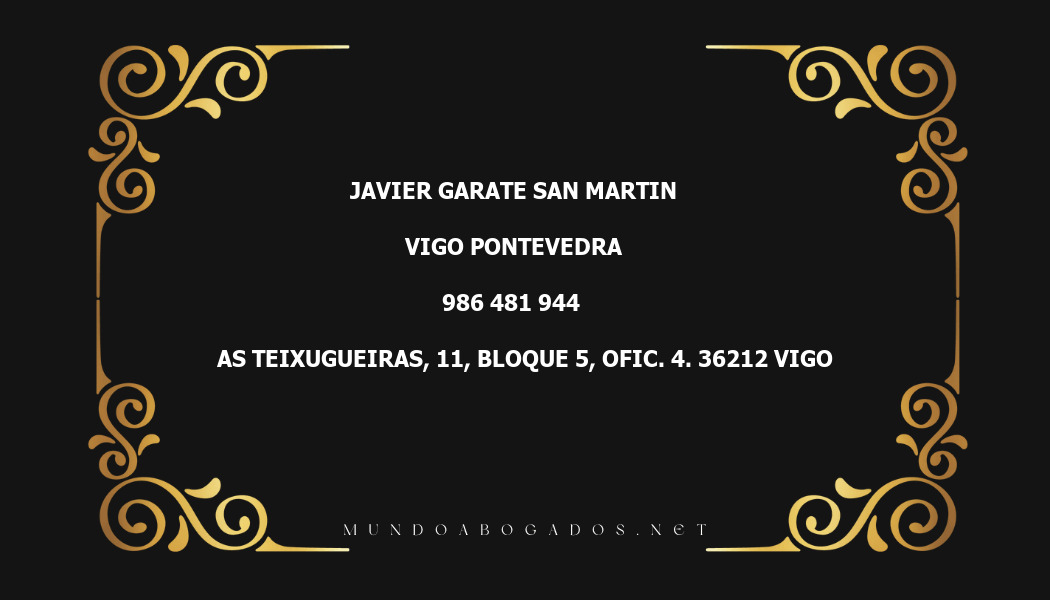 abogado Javier Garate San Martin en la localidad de Vigo