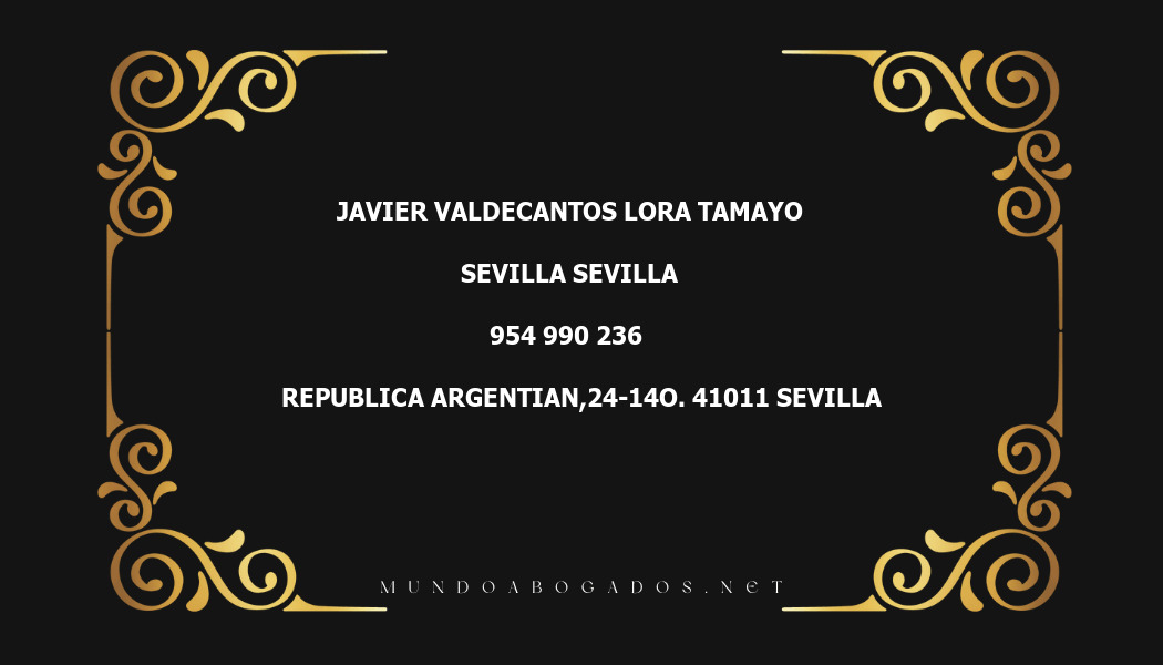 abogado Javier Valdecantos Lora Tamayo en la localidad de Sevilla