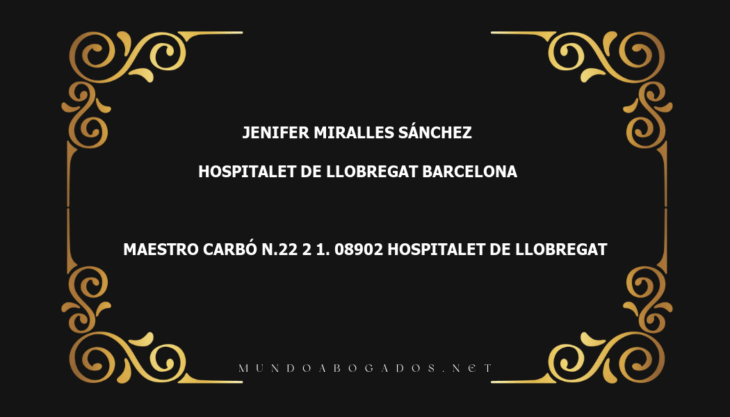 abogado Jenifer Miralles Sánchez en la localidad de Hospitalet de Llobregat