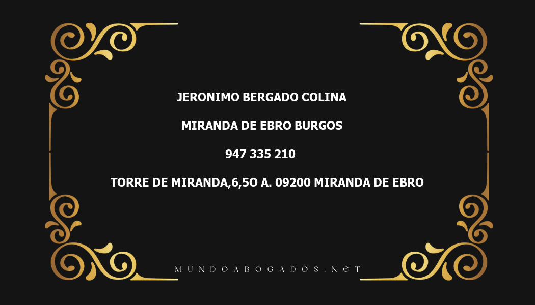 abogado Jeronimo Bergado Colina en la localidad de Miranda de Ebro