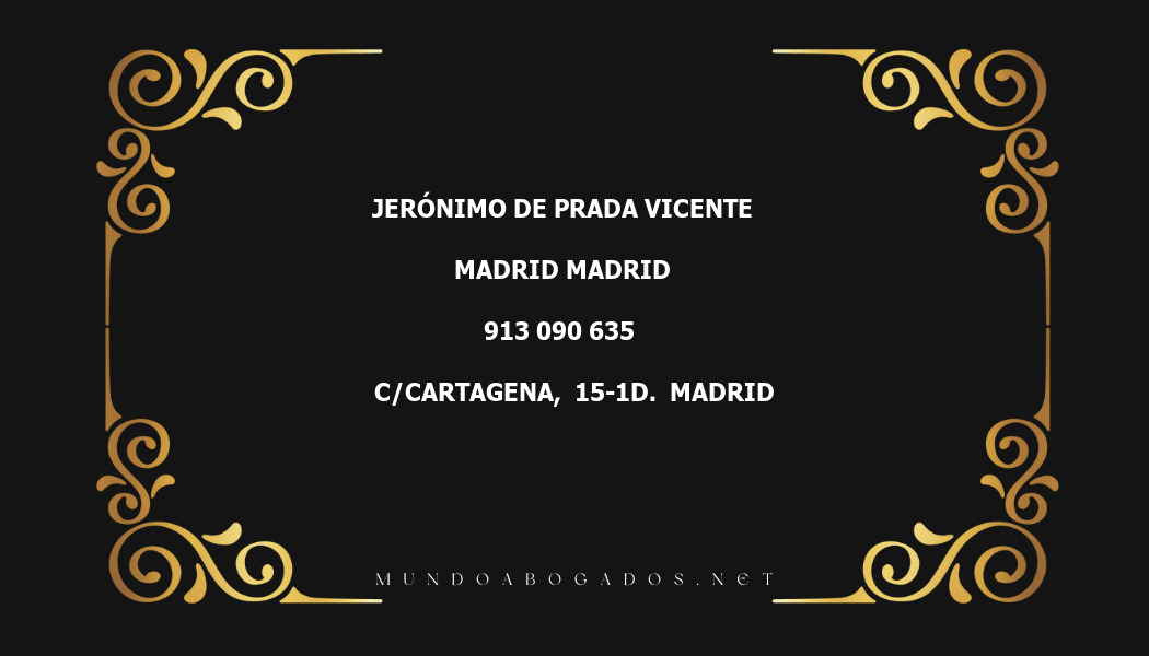 abogado Jeronimo De Prada Vicente en la localidad de Madrid