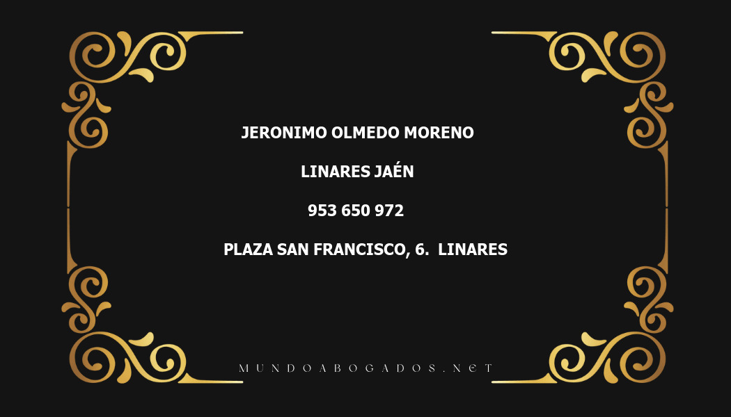 abogado Jeronimo Olmedo Moreno en la localidad de Linares