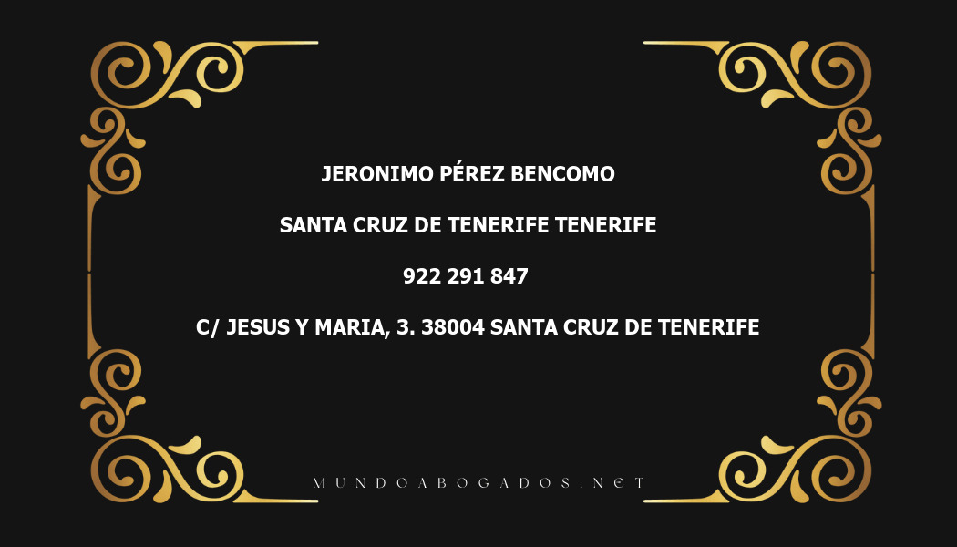 abogado Jeronimo Pérez Bencomo en la localidad de Santa Cruz de Tenerife