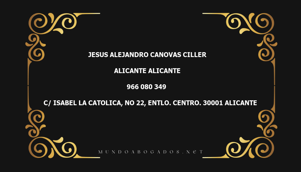 abogado Jesus Alejandro Canovas Ciller en la localidad de Alicante