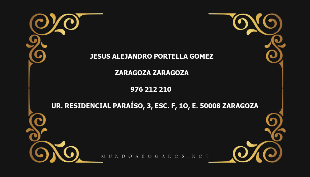 abogado Jesus Alejandro Portella Gomez en la localidad de Zaragoza