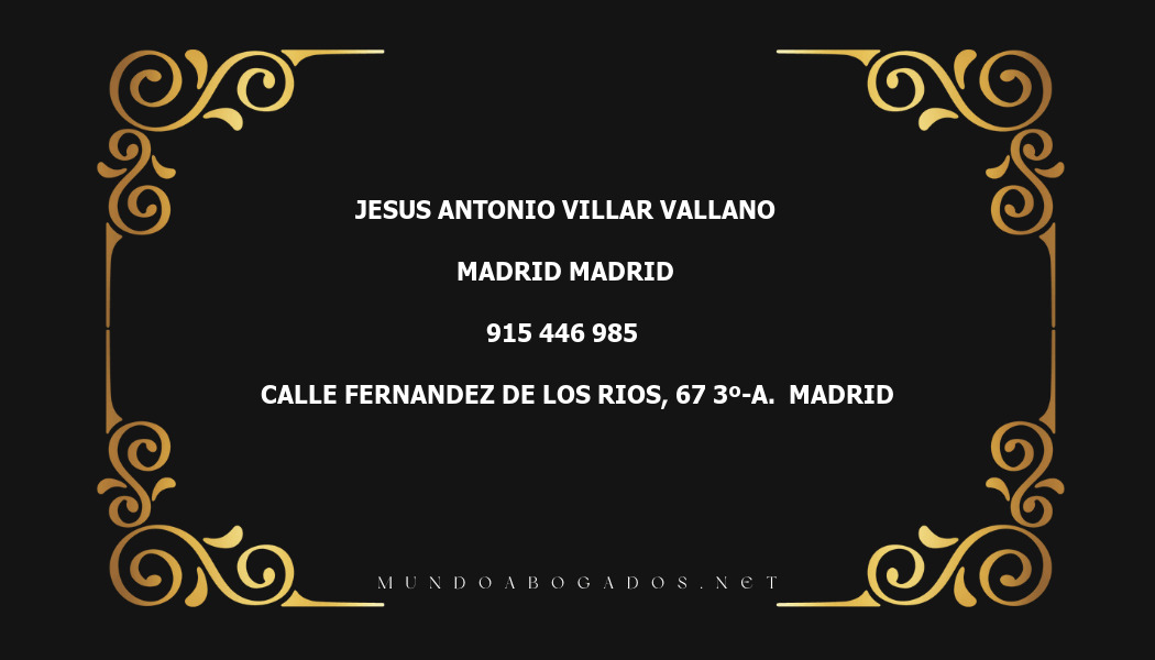 abogado Jesus Antonio Villar Vallano en la localidad de Madrid