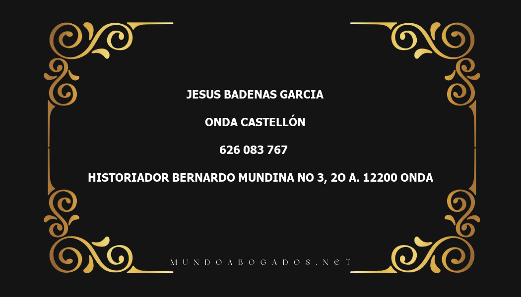 abogado Jesus Badenas Garcia en la localidad de Onda